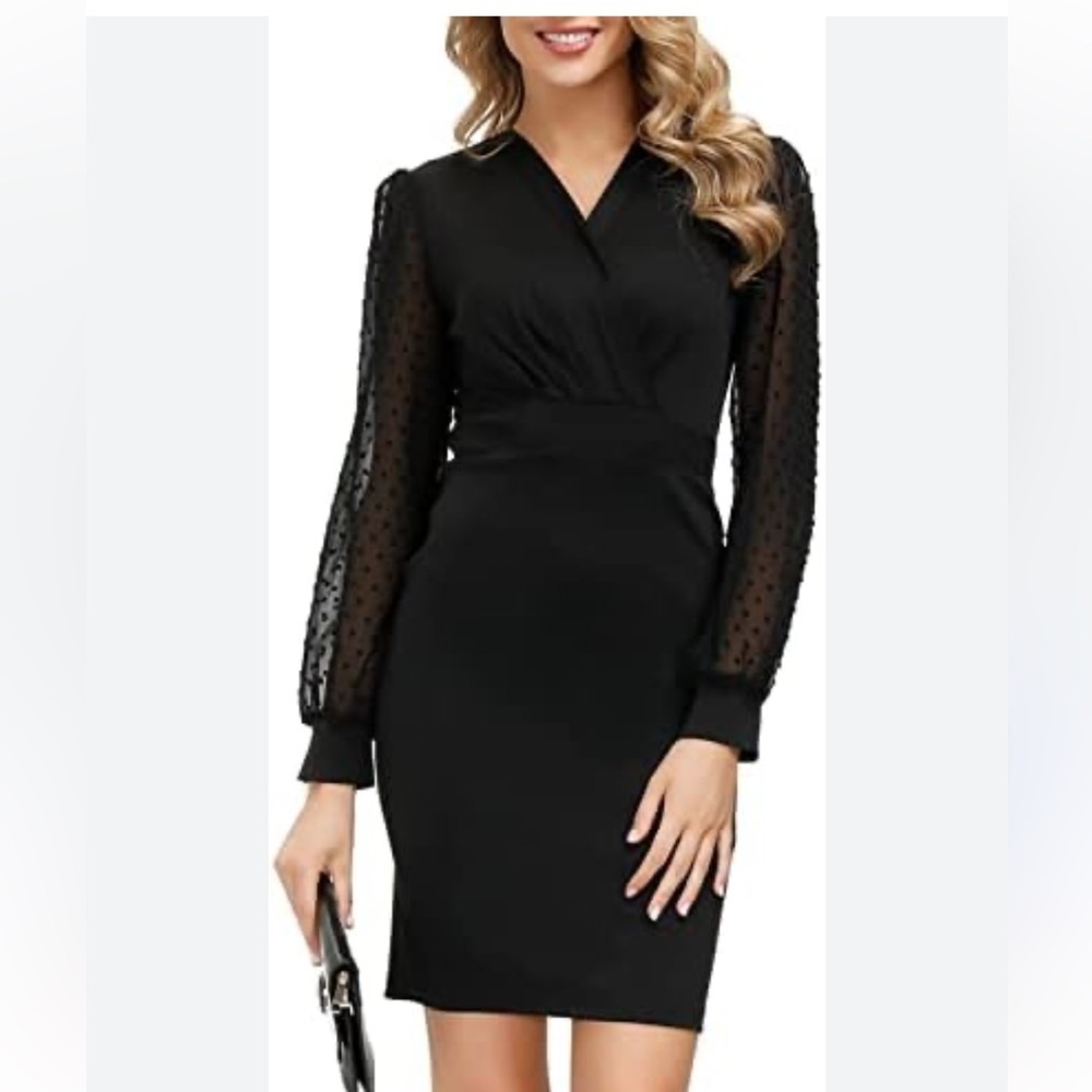 Grace Karin Elegant Black Wrap Dress Small NWT